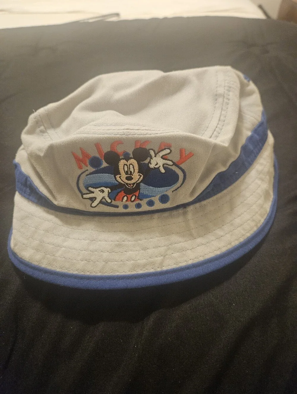 Authentic Disney Beige Bucket Hat with Navy Trim